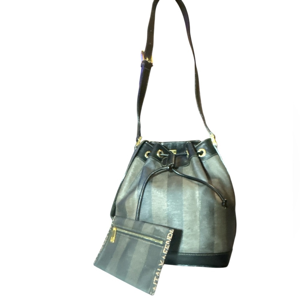 Fendi Stripe Bucket Bag with Pouch